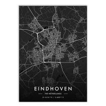 Placa Decorativa A4 Mapa Eindhoven Holanda Black Decoração - Bhardo