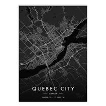 Placa Decorativa A4 Mapa Quebec Canada Ontário Black Poster
