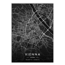 Placa Decorativa A4 Mapa Vienna Áustria Europa Black Poster