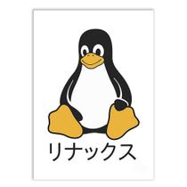 Placa Decorativa A4 Pinguim Linux Kanji Ti Programacao