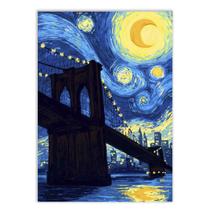 Placa Decorativa A4 Ponte Golden Gate Estilo Van Gogh