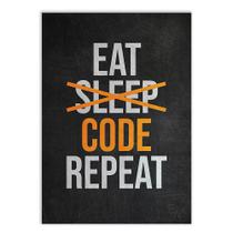 Placa Decorativa A4 Programador Eat Sleep Code Programação