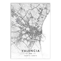 Placa Decorativa A4 Valencia Espanha Mapa Pb Viagem