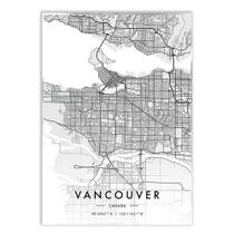 Placa Decorativa A4 Vancouver Canada Mapa Pb Viagem - Bhardo