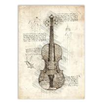 Placa Decorativa A4 Violino Instrumento Musical Projeto Retro