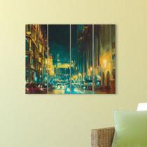 Placa Decorativa Abstrata Cidade Noite Abstrato Painel Kit 4 Placas Placa Decorativa Abstrata Cidade Noite Abstrato Painel Kit 4 Placas