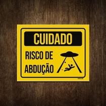 Placa Decorativa - Alien Alienígena Risco De Abdução 27X35