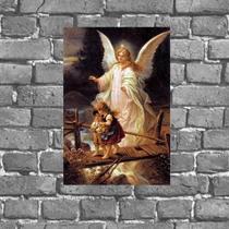 Placa Decorativa Anjo Da Guarda Antigo 18X27Cm
