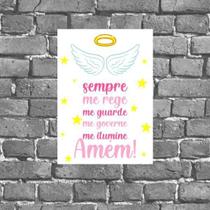 Placa Decorativa Anjo Da Guarda Rosa 18X27Cm