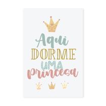 Placa Decorativa Aqui Dorme Uma Princesa 30x40cm