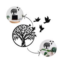 Placa Decorativa Árvore da Vida em Metal Vazado 40cm Preto