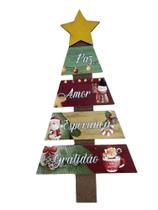Placa Decorativa Árvore Natal Paz Amor Esperança Gratidão para Pendurar.