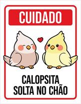Placa Decorativa - Aviso Calopsita Solta No Chão 27X35