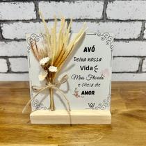 Placa Decorativa Avó com Buque Presente para Avó Decoração Casa