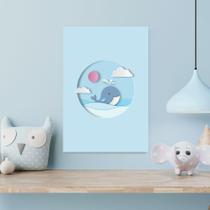 Placa Decorativa Baleia Praia Infantil 30x40cm Placa Decorativa Baleia Praia Infantil 30x40cm