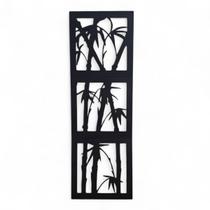 Placa Decorativa Bambu Silhueta Prosperidade Mdf Cor Preto 19cm