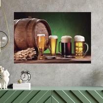 Placa Decorativa Barril, Copos e Canecas de Cerveja - Papel de Parede Digital