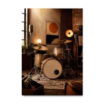 Placa Decorativa Bateria Ritmo Retrô Contemporâneo 21x30cm Placa Decorativa Bateria Ritmo Retrô Contemporâneo 21x30cm
