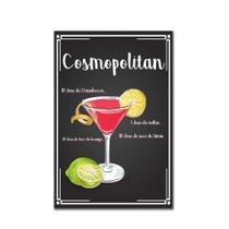 Placa Decorativa Bebidas Receitas de Drink Cosmopolitan