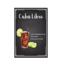Placa Decorativa Bebidas Receitas de Drink Cuba Libre 30x40 Placa Decorativa Bebidas Receitas de Drink Cuba Libre 30x40
