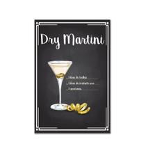 Placa Decorativa Bebidas Receitas de Drink Dry Martini