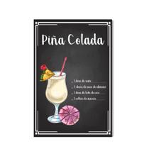 Placa Decorativa Bebidas Receitas de Drink Piña Colada 30x40