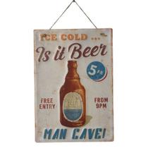Placa Decorativa Beer Man Cave Em Ferro 28 x 40 cm