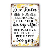 Placa decorativa belhnpk Bee Hive Rules 30x20cm Metal