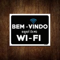 Placa Decorativa - Bem Vindo Aqui Tem Wi-Fi 18X23