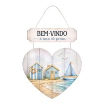Placa Decorativa Bem-Vindo Casa de Praia MDF com Corda Decoração para porta Placa Decorativa Bem-Vindo Casa de Praia MDF com Corda Decoração para porta
