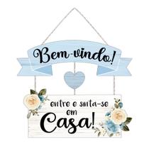 Placa Decorativa Bem Vindo com Corda para Porta MDF 6 mm 26x29,5