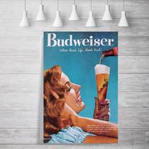 Placa Decorativa Budweiser, Mulher e Cerveja
