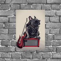 Placa Decorativa Bulldog Francês Rock 18X27Cm