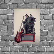 Placa Decorativa Bulldog Francês Rock 18x27cm