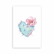 Placa Decorativa Cacto e Coração MDF 30x40cm