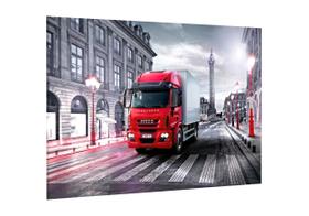 Placa decorativa - caminhão iveco vermelho cidade