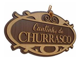 Placa Decorativa Cantinho Churrasco Bar/Churrasqueira Marrom - Artec-Laser
