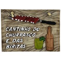 Placa Decorativa Cantinho Do Churrasco e Das Biritas Para Área De Lazer - R.A. ARTESANATOS