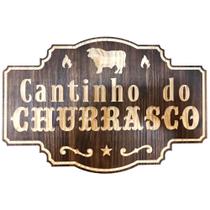 Placa Decorativa Cantinho do Churrasco em Madeira Entalhada - Carmisini