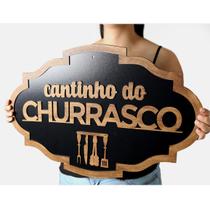 Placa Decorativa Cantinho Do Churrasco Rustica Verniz 60cm - Yper Criativo