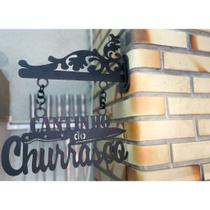 Placa Decorativa: Cantinho do Churrasco Vintage + Suporte para fixação em MDF