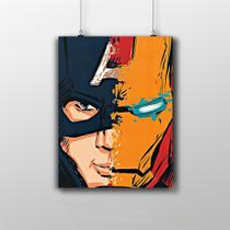 Placa Decorativa Capitão América E Homem De Ferro Marvel - Guerra Civil Arte