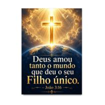 Placa Decorativa Católico João 3:16 Deus Amou o 50x70cm Placa Decorativa Católico João 3:16 Deus Amou o 50x70cm