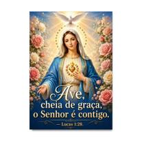 Placa Decorativa Católico Lucas 1:28 Ave Maria Cheia 50x70cm Placa Decorativa Católico Lucas 1:28 Ave Maria Cheia 50x70cm