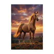Placa Decorativa Cavalo Marrom Fundo Por da Tarde 40x60cm Placa Decorativa Cavalo Marrom Fundo Por da Tarde 40x60cm