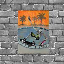 Placa Decorativa Caveira No Skate 18x27cm Placa Decorativa Caveira No Skate 18x27cm