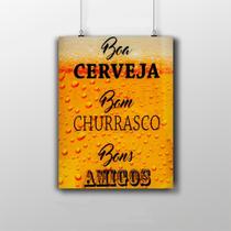 Placa Decorativa Cerveja Bom Churrasco Bons Amigos 20X30Cm Placa Decorativa Cerveja Bom Churrasco Bons Amigos 20X30Cm