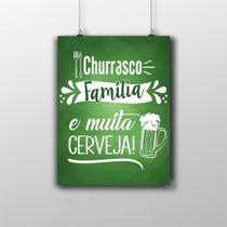 Placa Decorativa Churrasco, Família E Muita Cerveja 20X30Cm