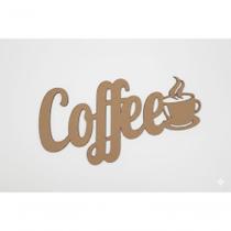 Placa Decorativa Coffee MDF Escultura de Parede Xícara Amadeirado Placa Decorativa Coffee MDF Escultura de Parede Xícara Amadeirado
