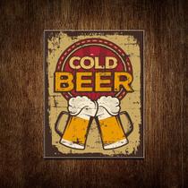 Placa Decorativa - Cold Beer Cerveja Modelo 2 Pints 36x46